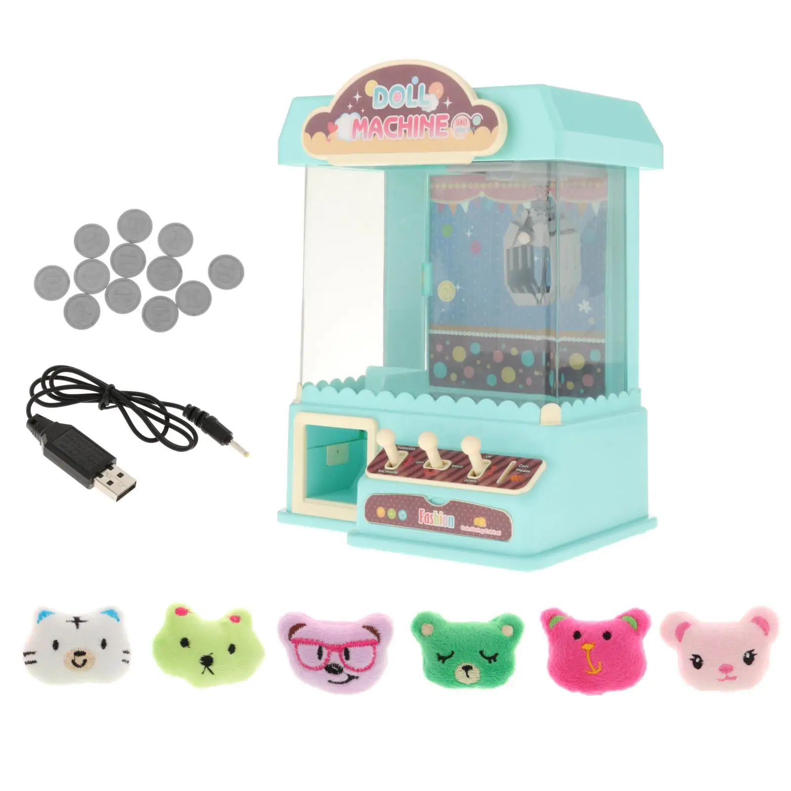 Rechargeable Manual Claw Machine Toy with Lights & Sounds Girl Grab Doll Clip Vending Grabber Machine for Children Kids