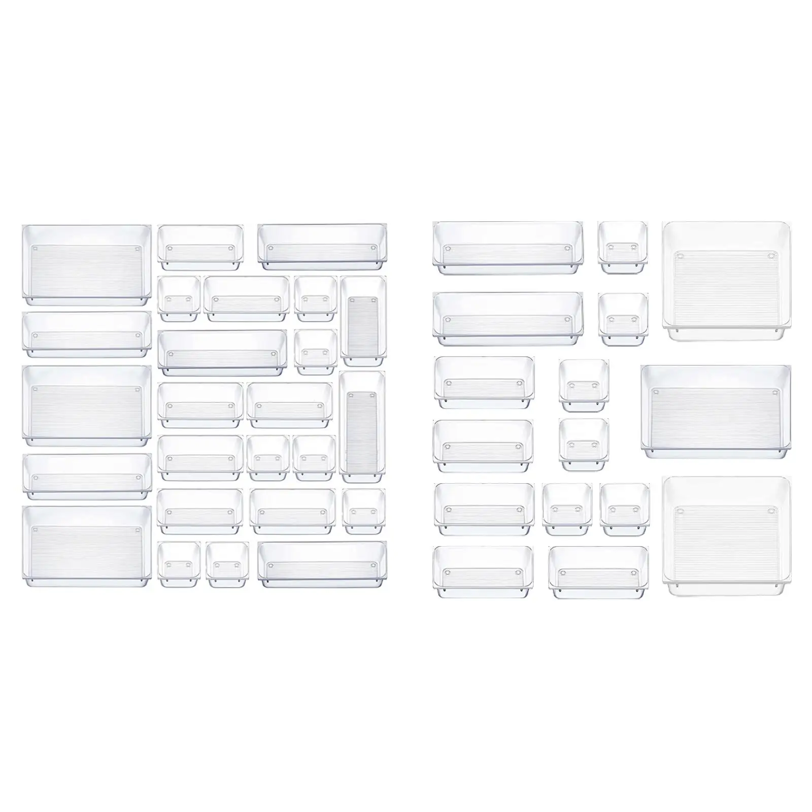 Transparent Desk Drawer Organizer with Non Slip Silicone Pads Divider Container Drawer Organizers Set for Bathroom