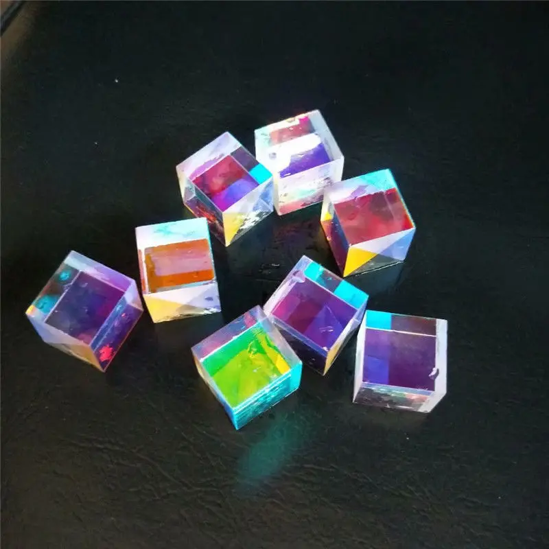 2PC 17mm Defective Dichroic Cube Optical Glass Prism for DIY Decoration 