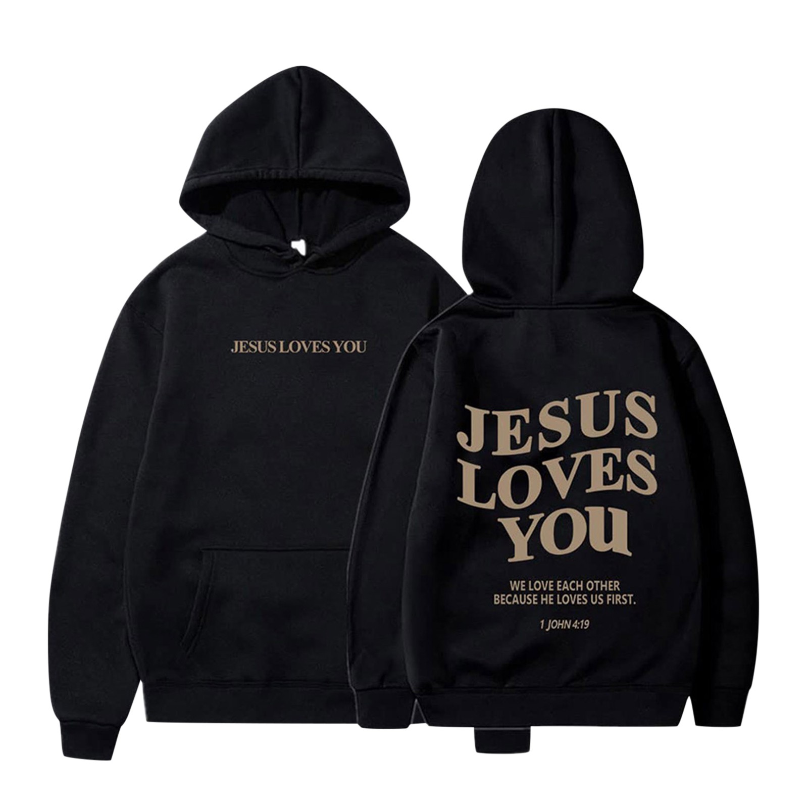 Title 4, Jesus Loves You Felpa con cappuccio grafica ove...