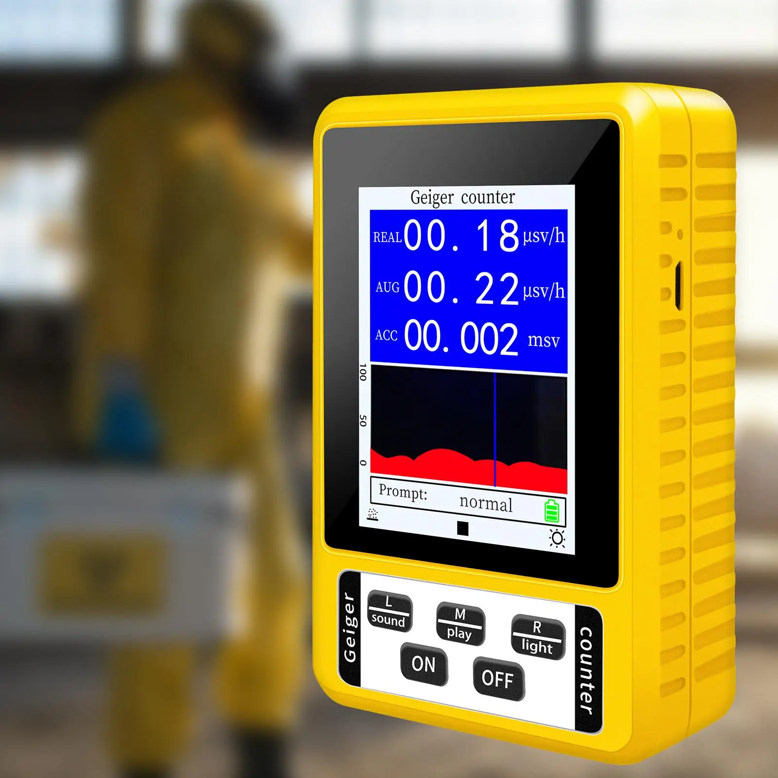 Radiation Dosimeter Monitor Tester Rechargeable Radiation Monitor Meter for Iron Nuclear Power Plants Nuclear Radiation Industry