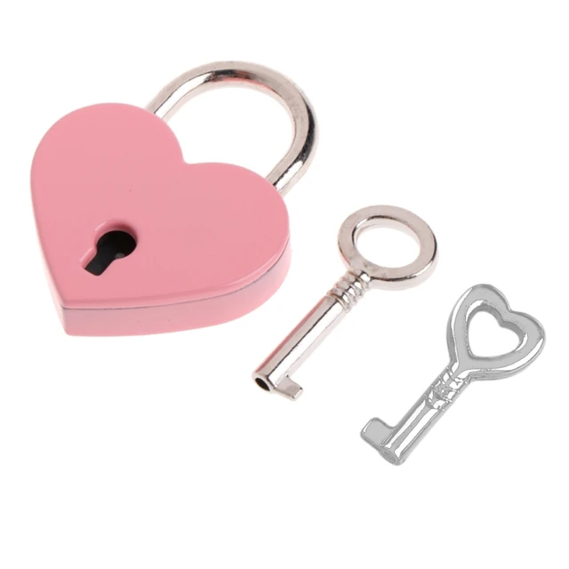 3 unids Mini bronce antiguo candado pequeño metal en forma de corazón  estilo arcaize cerradura en forma de corazón Mini cerradura con llave