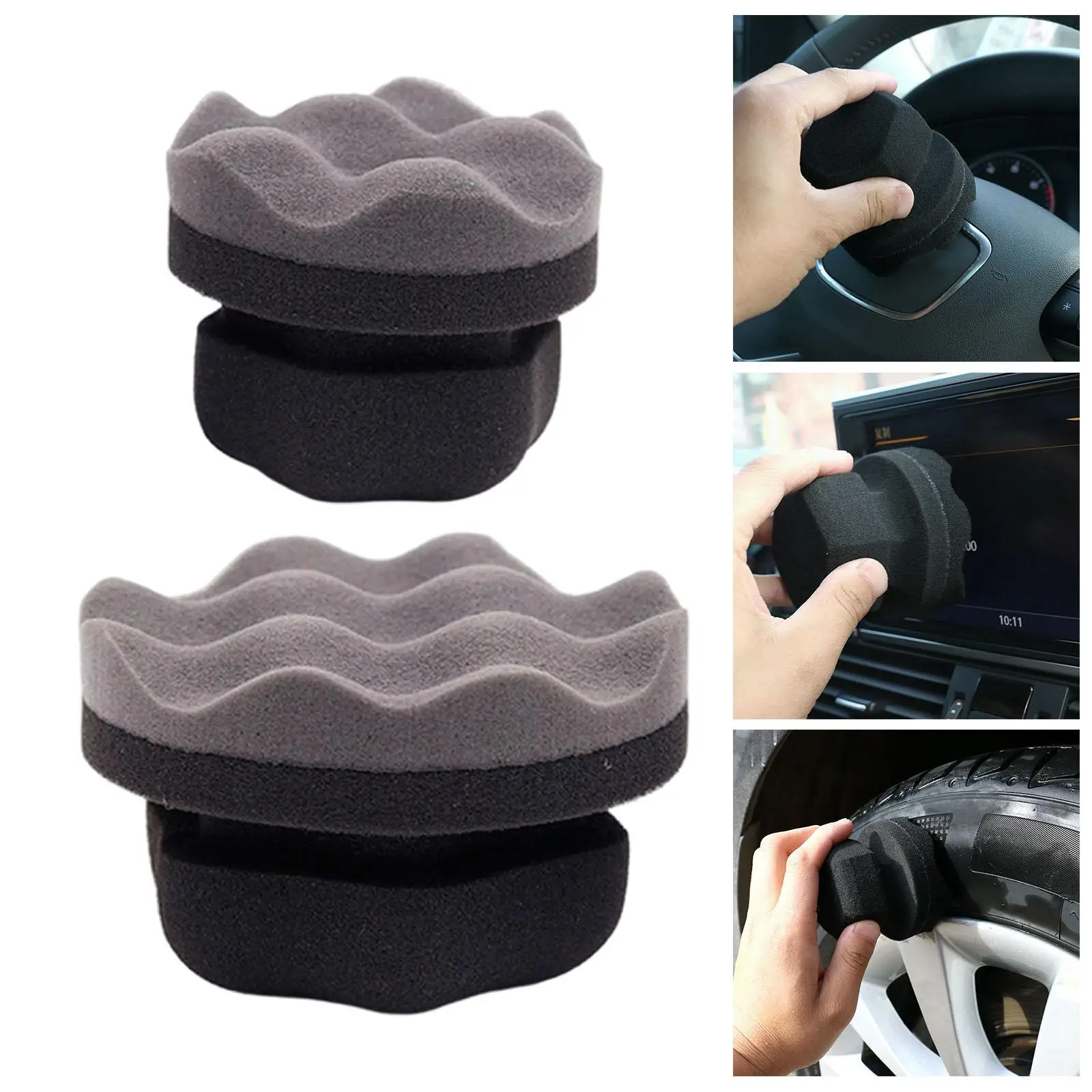 1x Auto Waxing Pads Sponge Set Wheel Polishing Pad Car Polisher Kits Manual Applicator for Vehicle Detail Handle Drill