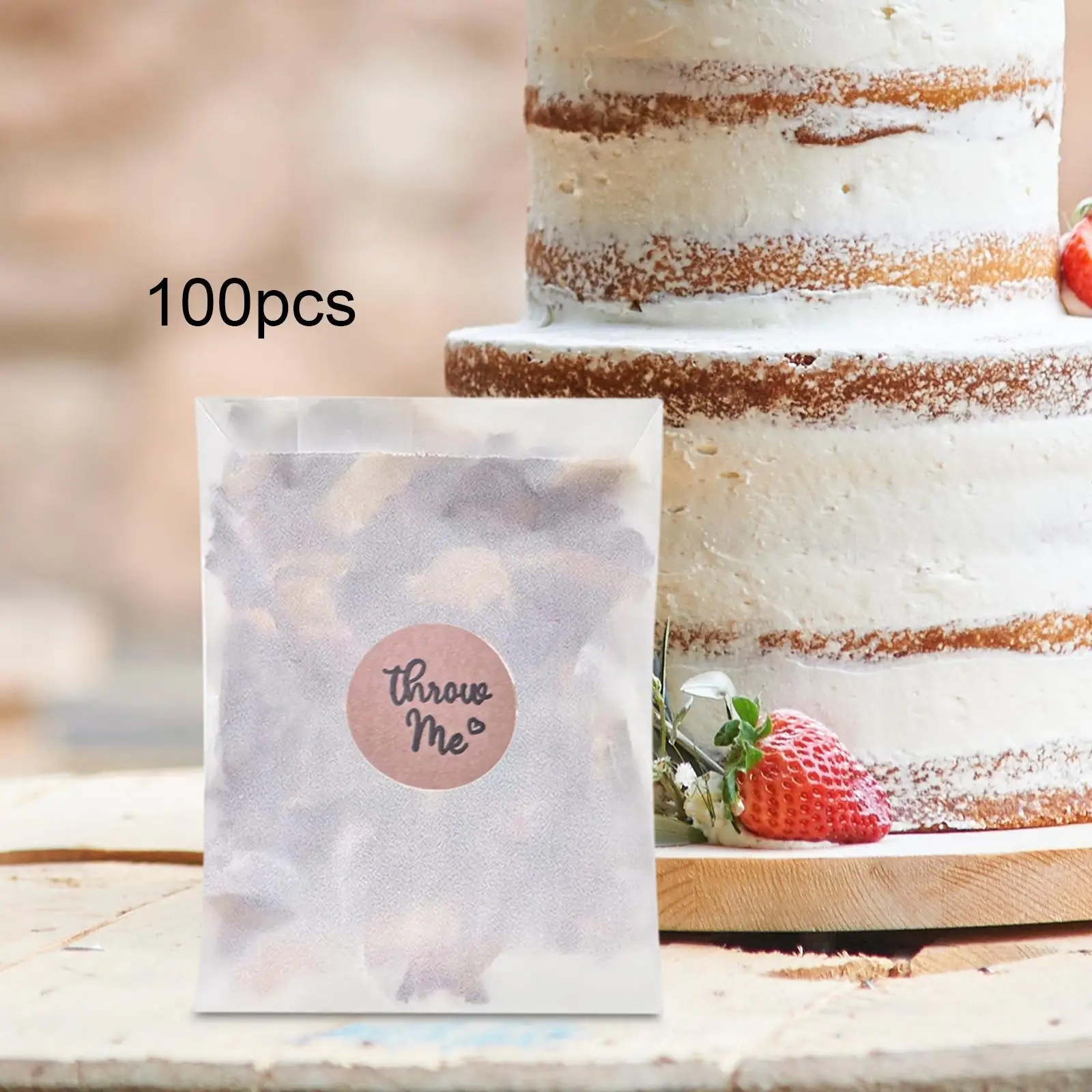 100Pcs Wedding Confetti Bags Set with Stickers for Photos Petals Candies