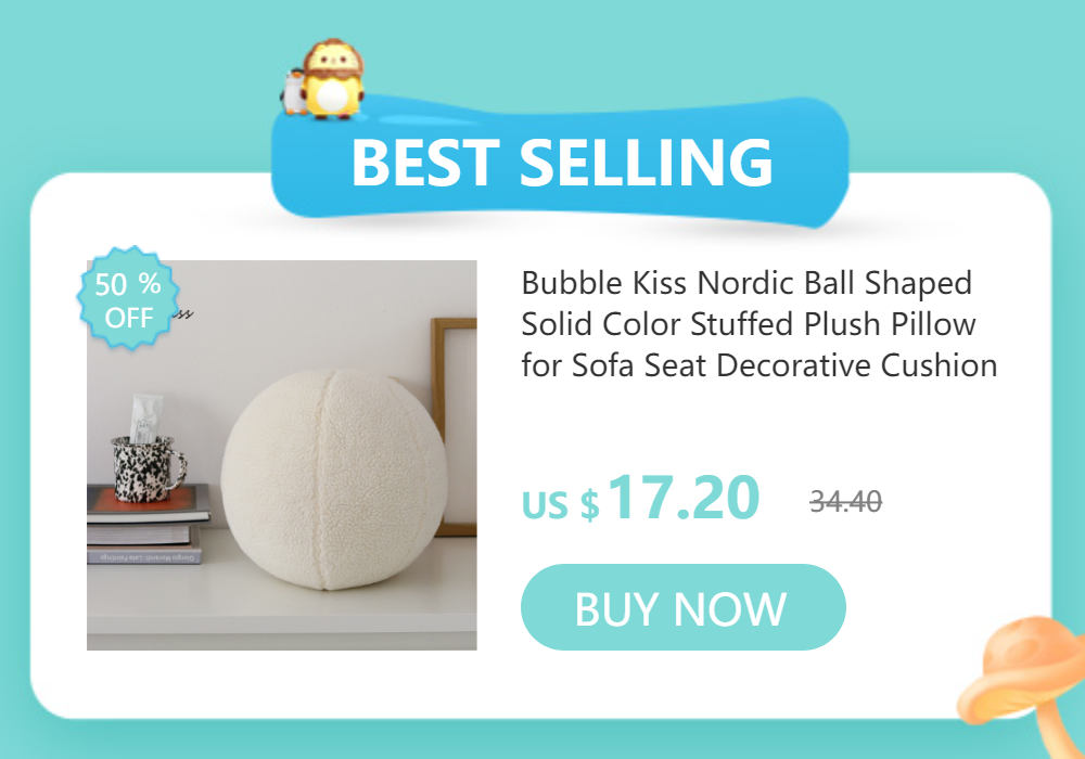Bubble Kiss Plush Round Wool Cushion Nordic Ball Shaped Solid Color Stuffed Soft Pillow for Sofa Office Waist Rest Throw Pillow