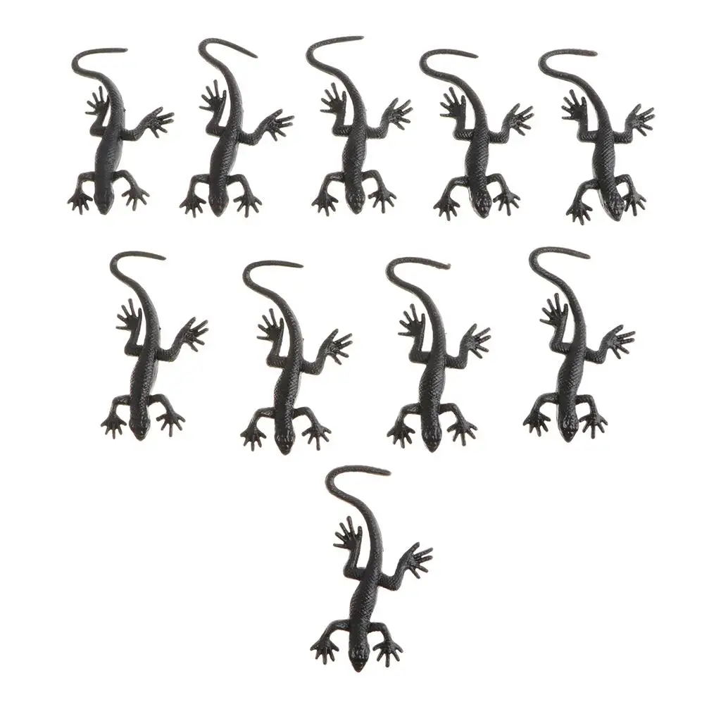 10x Simulation Gecko Toy Soft Rubber Gecko Model Figure  5x3cm