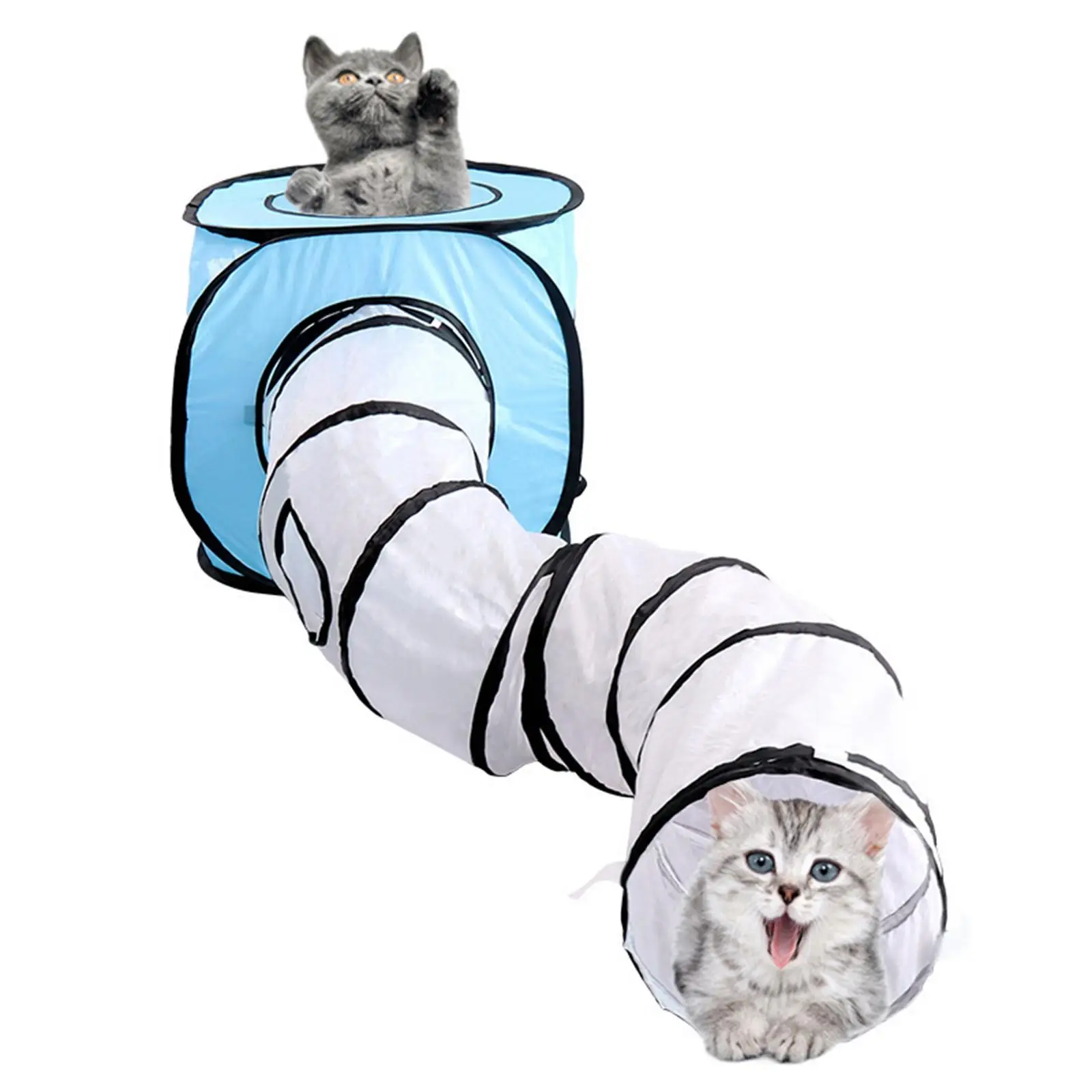Cat Tunnel Folding Interactive Toy Tube Tunnel for Bunny Kitten Indoor Cats