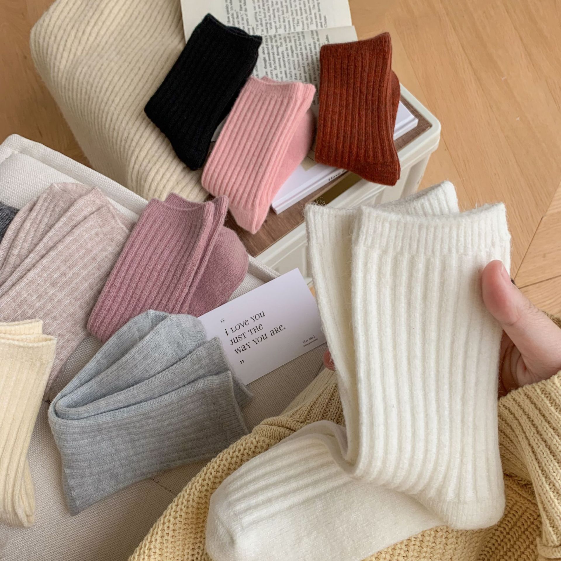2022 New Winter Thicker Cashmere Wool Women Socks Casual japanese fashion Solid Color Long Sock Girls Thermal Warm Crew Sock