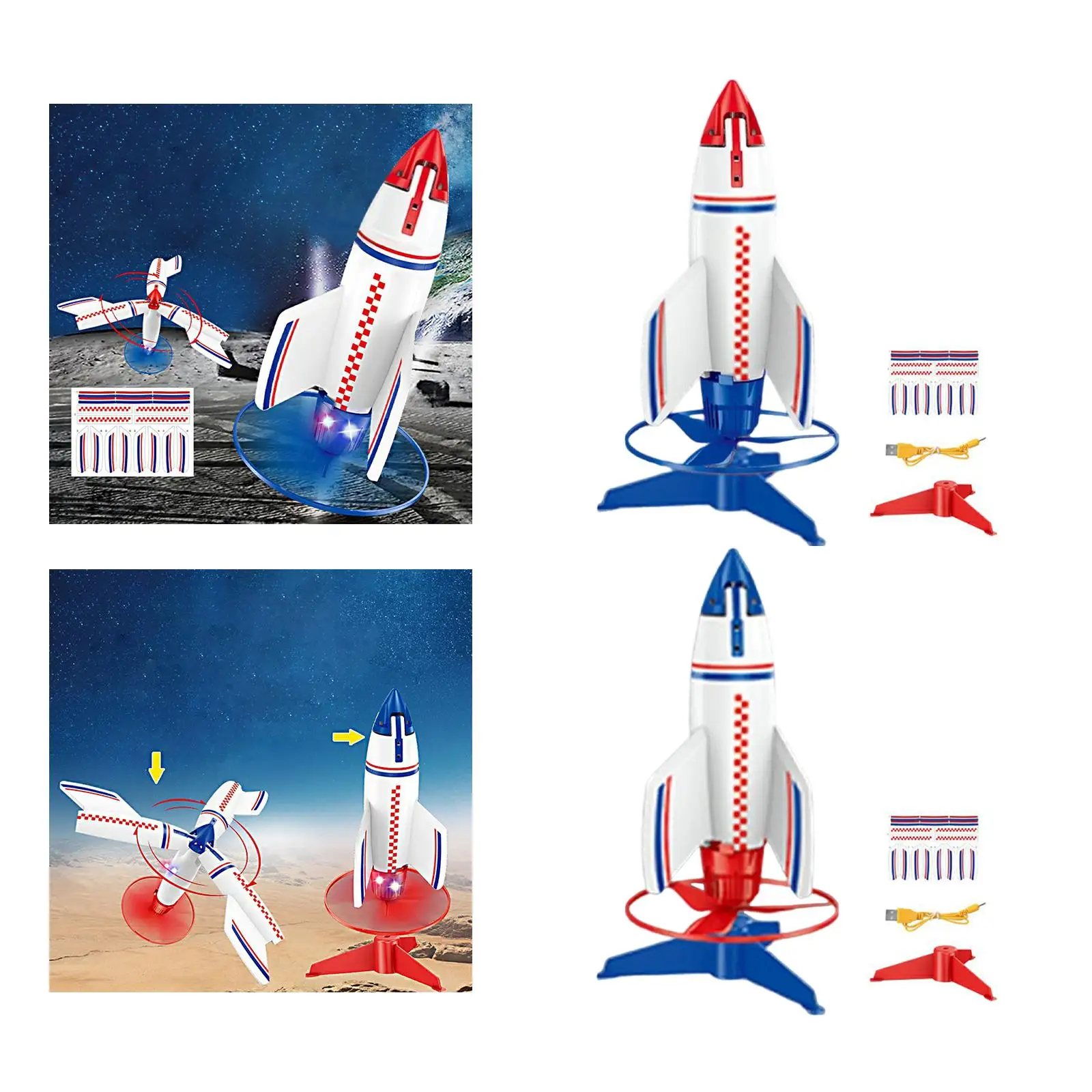 rocket Launcher Toys Fly Higher with light Outdoor Toy Rockets Model Foam Rockets Games Activities for Boys and Girls