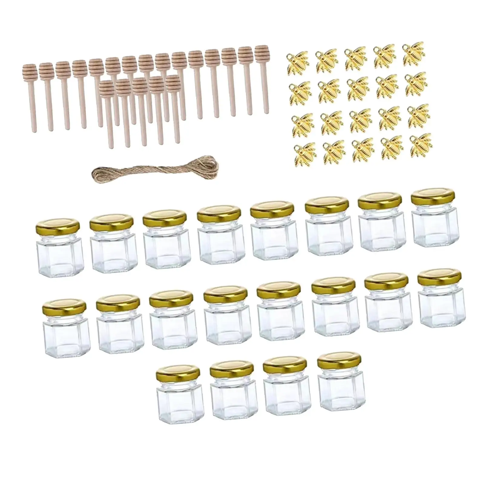 20Pcs Small Glass Jars Honey Jars 45ml for Canning, Storing, and Decorative Purpose Liquids Honey Wedding Candle Making