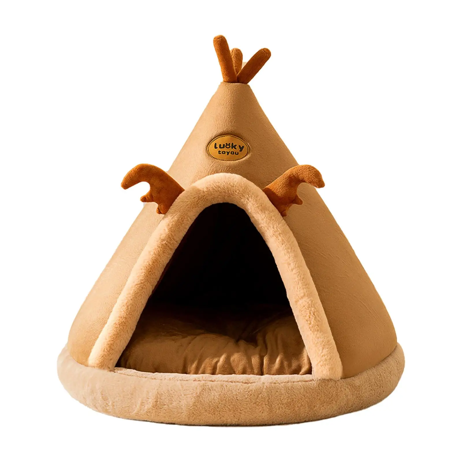 Semi Enclosed Pet Cat Nest Soft Washable Christmas Ornament Snooze Cat Bed Cave Self Warming Pet Cat Shelter for Kitten Dog Cats