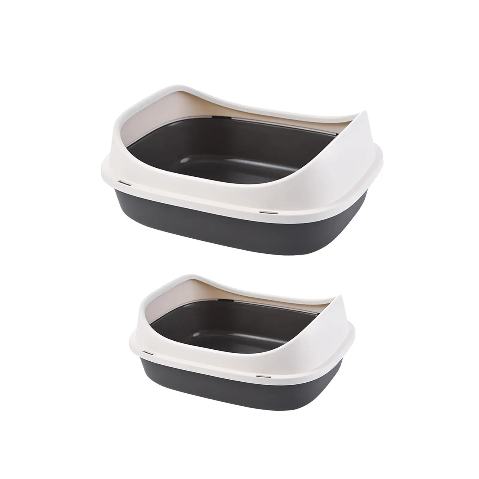 Open Top Cat Litter Box Open Air Sturdy Deep Loo Bedpan Litter Pan for Small Animals Pets Small Medium Cats Kitty