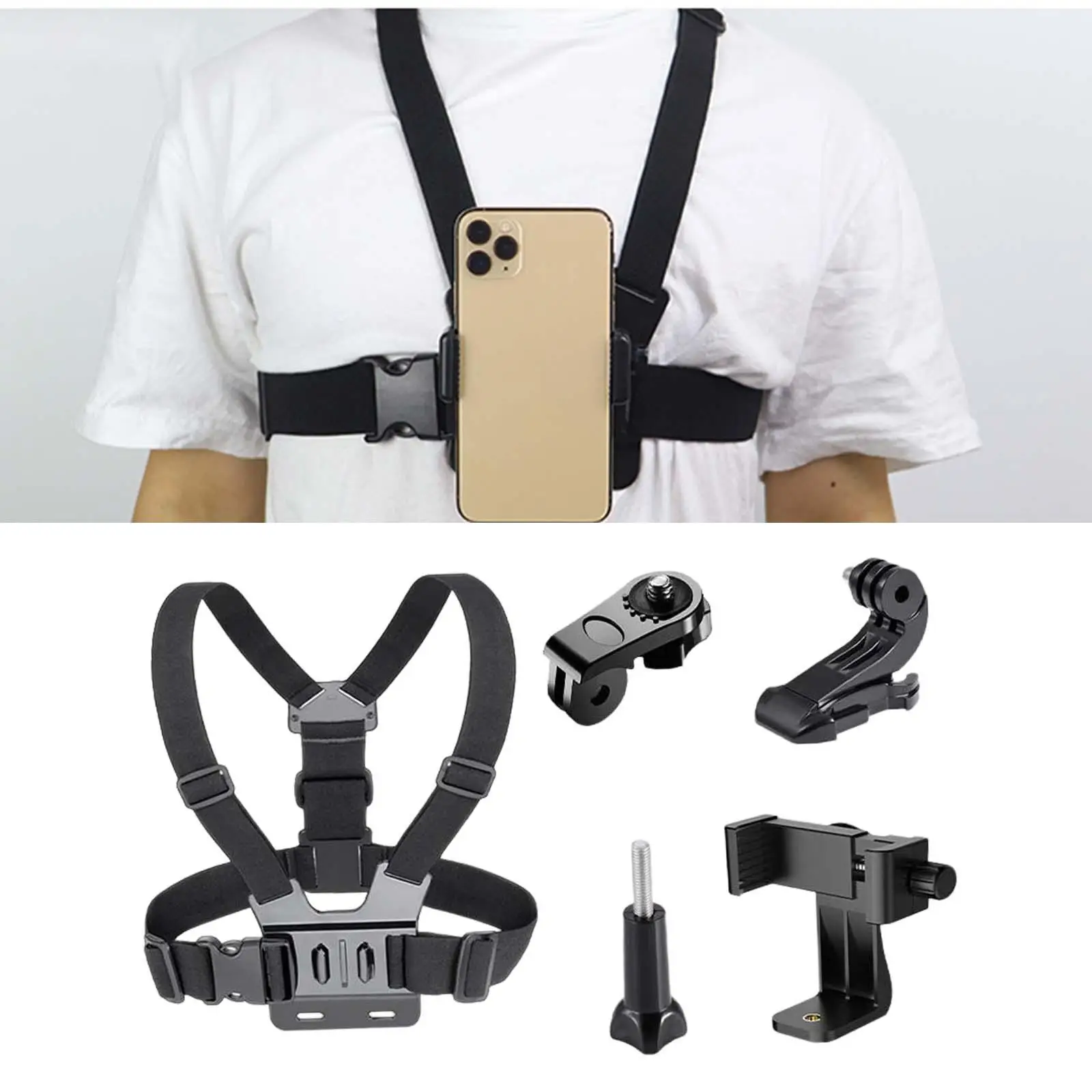 Phones Chest Strap Mount Belt Adjustable Quick Clip Mount 5 in 1 Waist Belt for Outdoor Cycling Action Cameras Smartphone Skiing