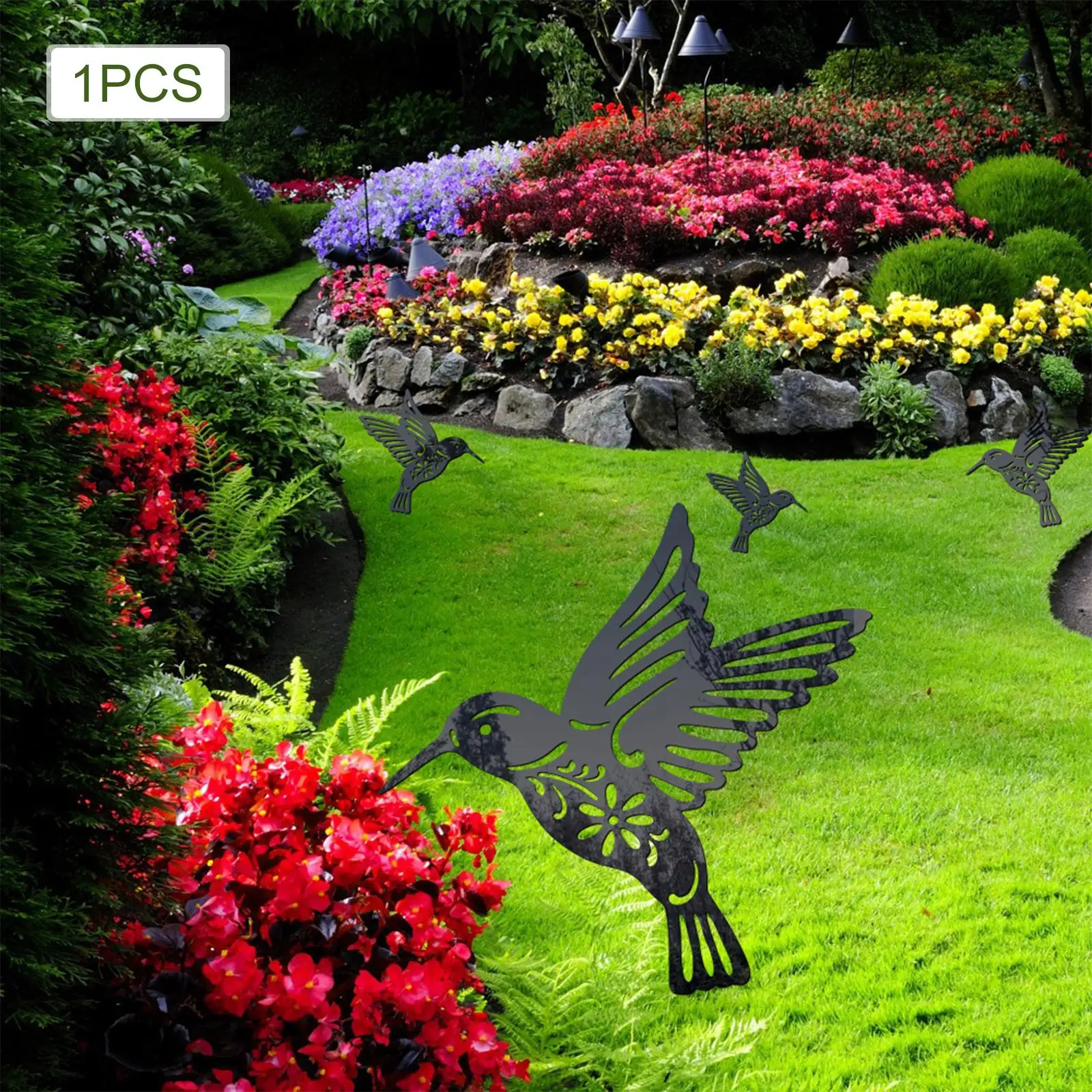 Acrylic Bird Silhouettes Garden Decor Bird Art Sculpture Hummingbird Decor for Courtyards Yard Tree Flower Bed Backyard