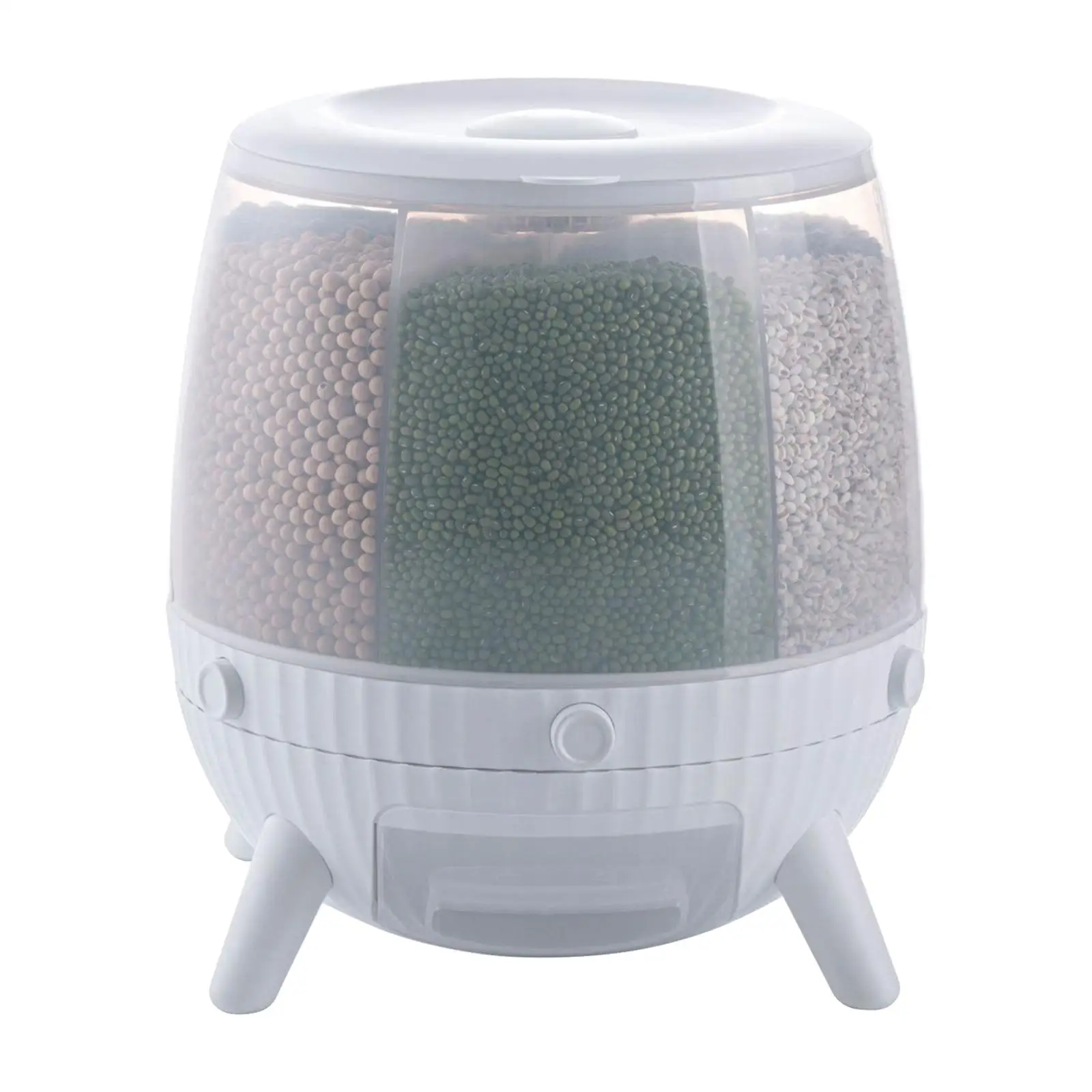 6 in 1 6KG Rotatable Rice Cereal Bucket Grain Dispenser Dry Food Storage Container for Kitchen