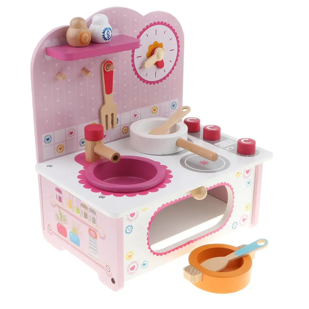  House Kitchen Cookware Playset Kid Pretend Toy Cooking Water Tank  Bench  Utensils Kitchenware Set Girls Gifts