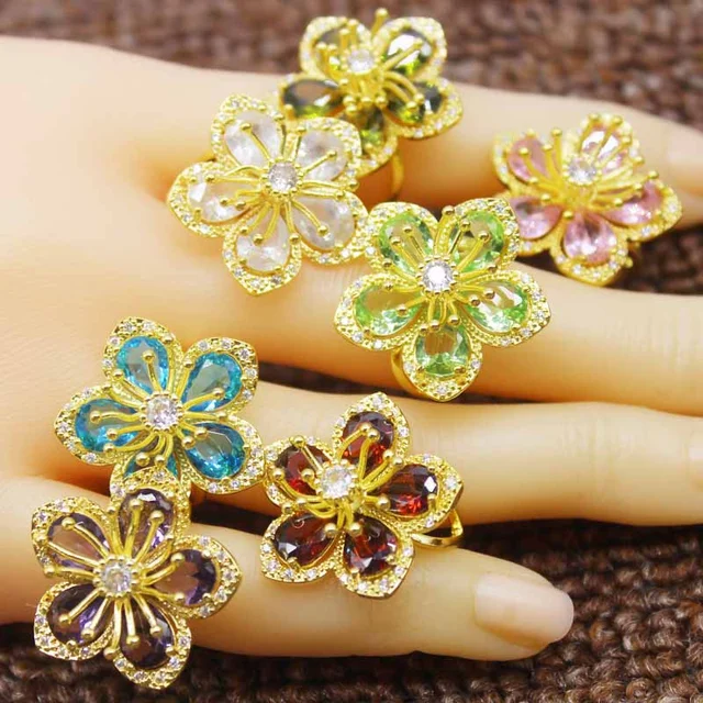 JINAO Adjustable Flower Ring Blossom High Quality Micro Pave Iced Out Cubic  Zirconia Hip Hop Fashion Jewelry For Women Gift - AliExpress