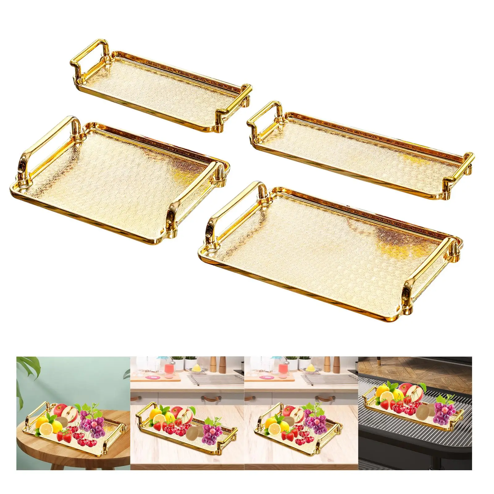 Serving Tray with Handles Rectangle Plating for Party Living Room Organizer