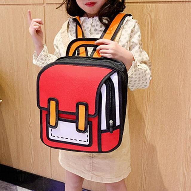 XDOVET Fashion Unisex 3D Backpack Jump Style 2D Drawing Backpack Cute Cartoon School Bag Comic Bookbag for Teenager Girls Boys Daypack Travel Rucksack