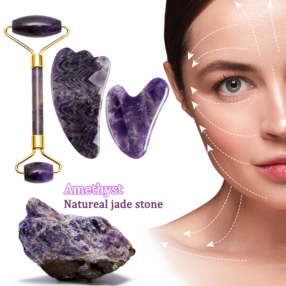 Best of Amethyst Face Massage Roller / Gua Sha Massager For Face Natural Jade Anti Wrinkle Skin Scraping Guasha Lifting Relieve Fine Line Reviews & Tips