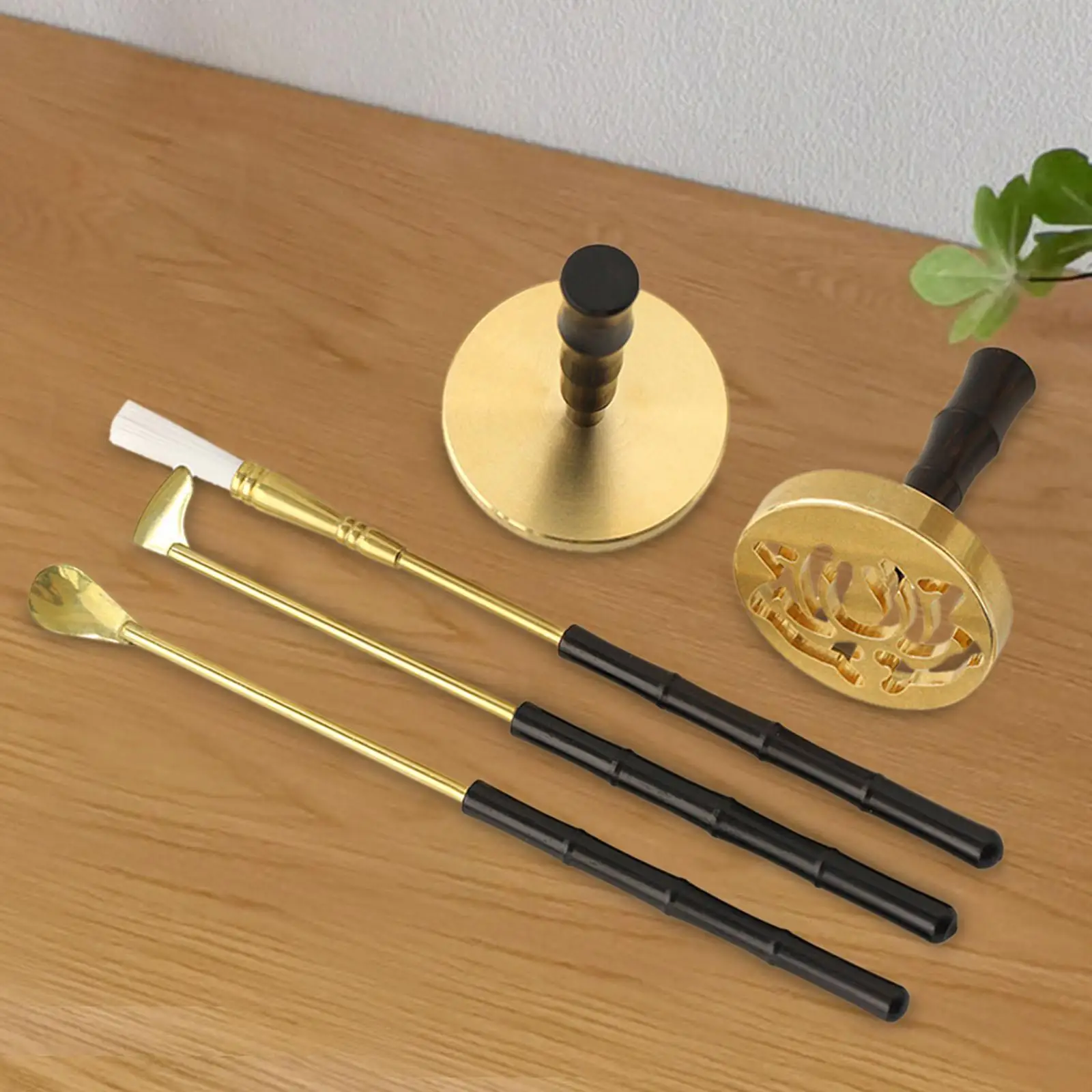5 Pieces Incense Tool Starter Tools Supplies Professional Incense Making Long Handle Brush Press Spoon for Living Room Home
