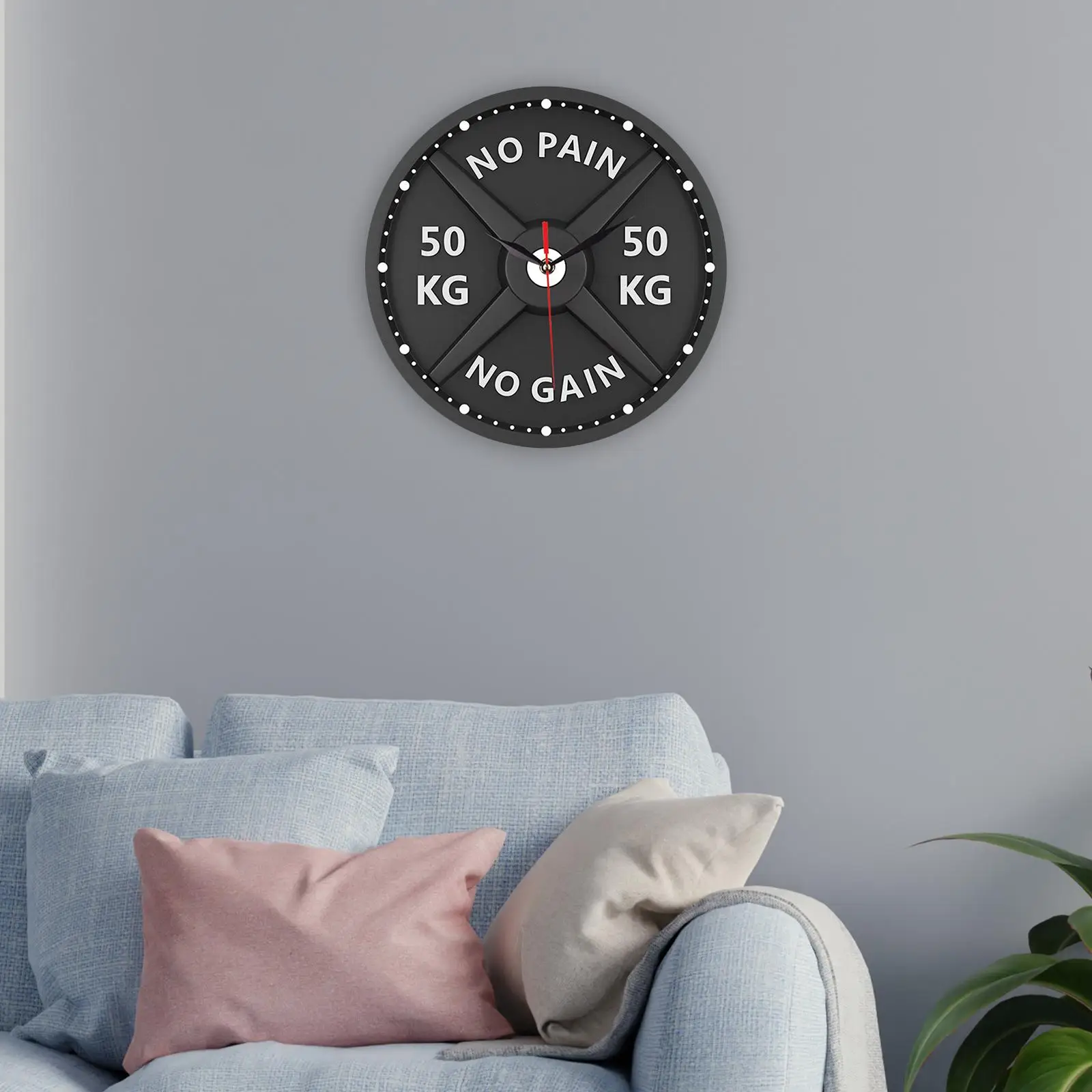 Barbell Wall Clock Modern 30cm Creative Mute Decorative Clock Watch for Home Gym Bodybuilding Fitness Workout Weight Lifting