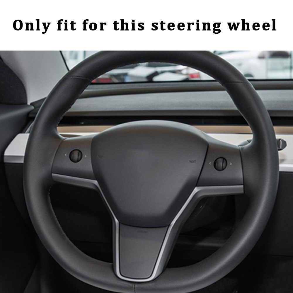 Carbon Faser Auto Lenkrad Tasten Panel Aufkleber Trim Abdeckung für Tesla Modell 3 2016-2022 Modell Y 2019-2022 Zubehör – Detail 1