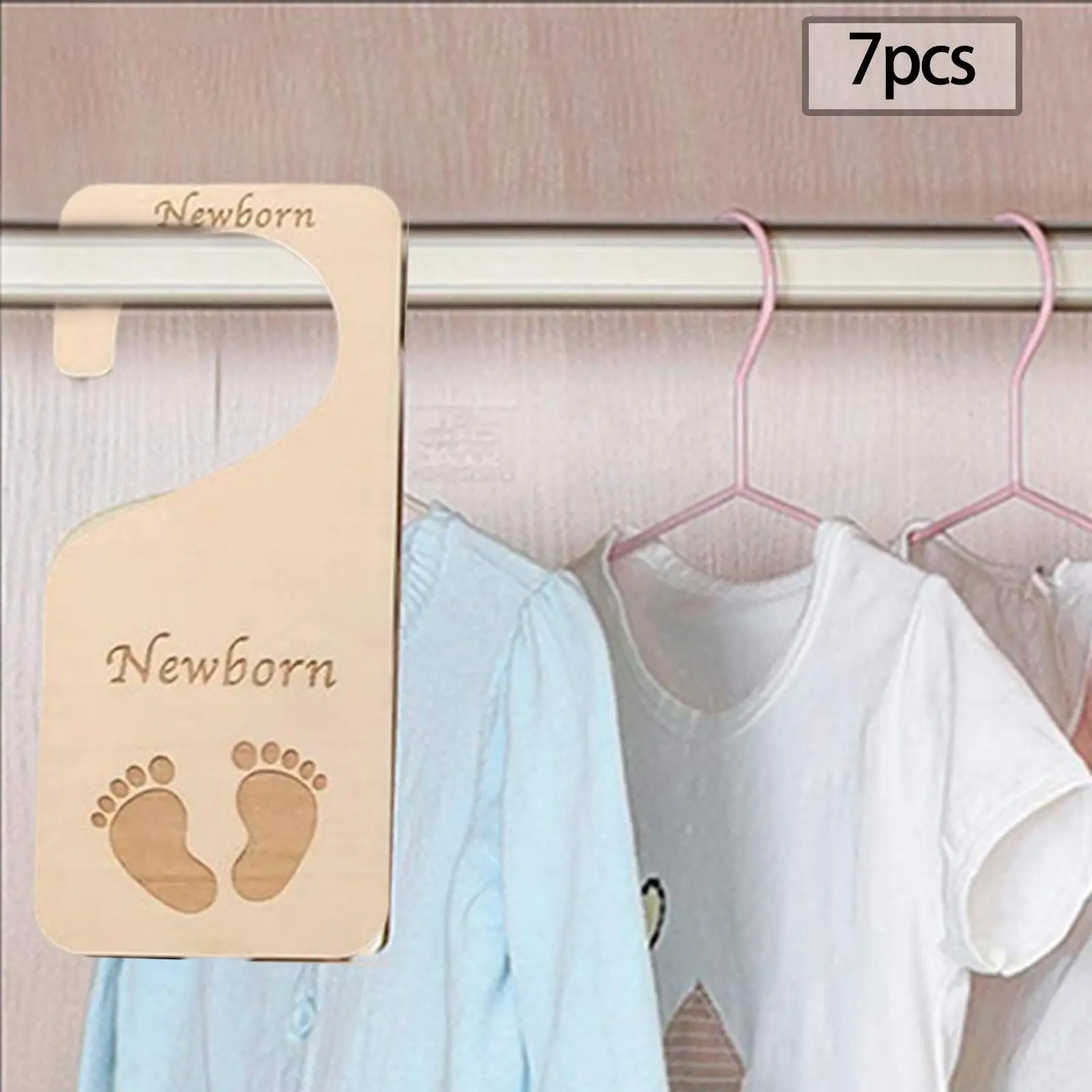 7x Adorable Wooden Closet Divider Organizer Infant Wardrobe Divider Label Newborn Closet Dividers for Bedroom Daily Use Wardrobe