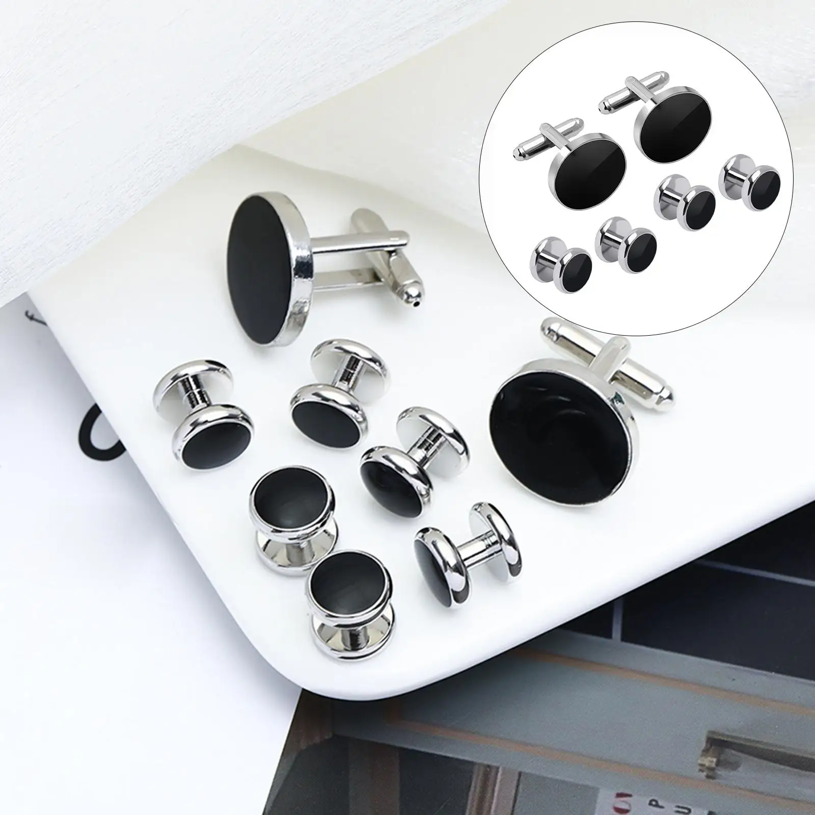 Cufflinks and Studs Set, Customed Formal Solid Unique Jewelry,  Links Kit for Tuxedo Puit Shirts Party Business Wedding