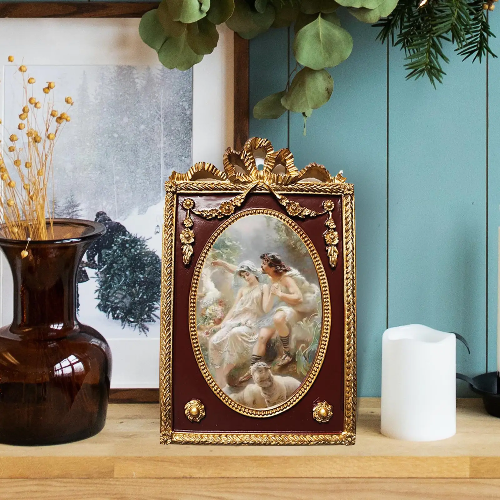 Picture Frame Antique Tabletop and Wall Hanging Resin Photo Frame for Photo Gallery Office Hall Dining Room Housewarming Gifts