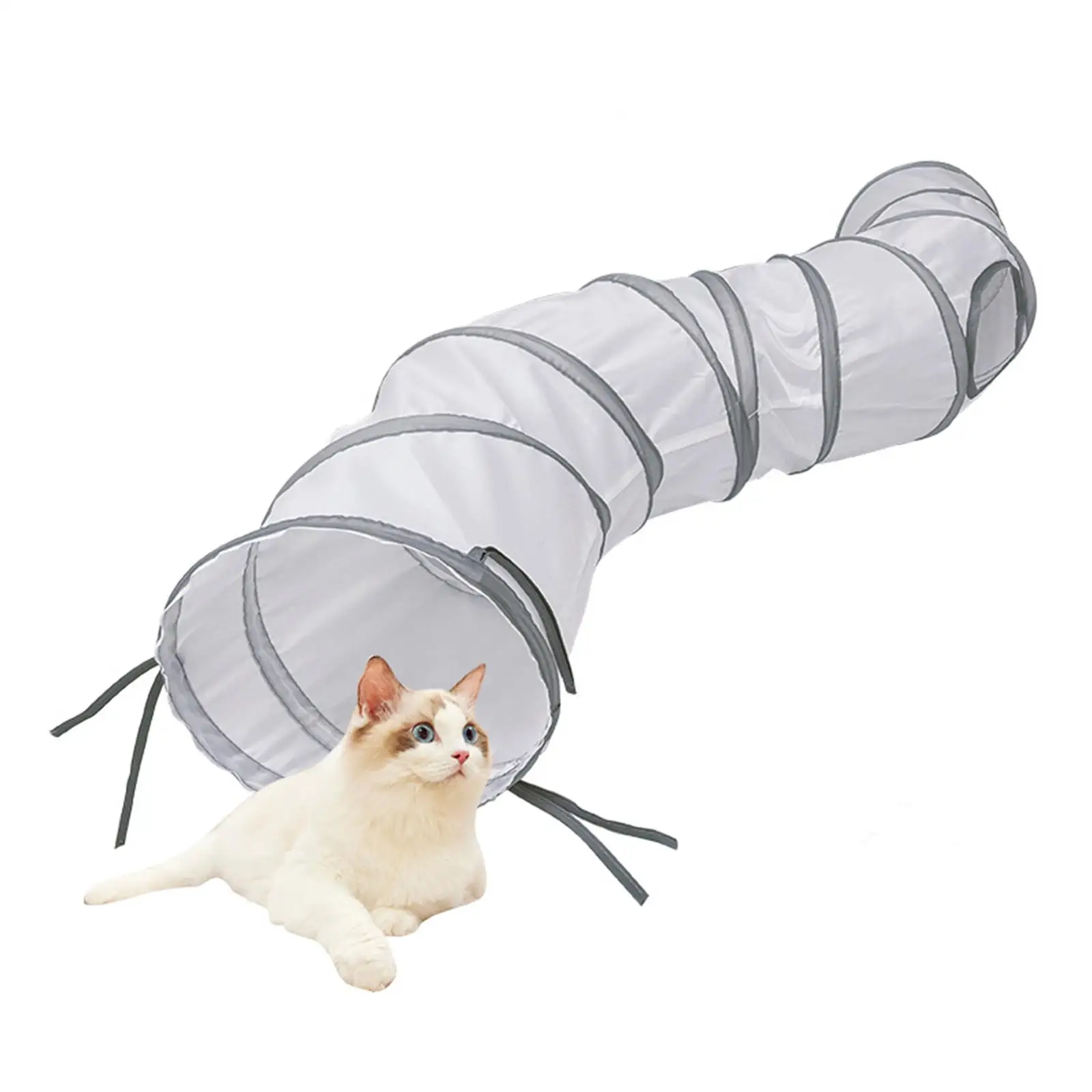 Folded Cat Tunnel Tube House with Hole Indoor Portable Interactive Durable Tent