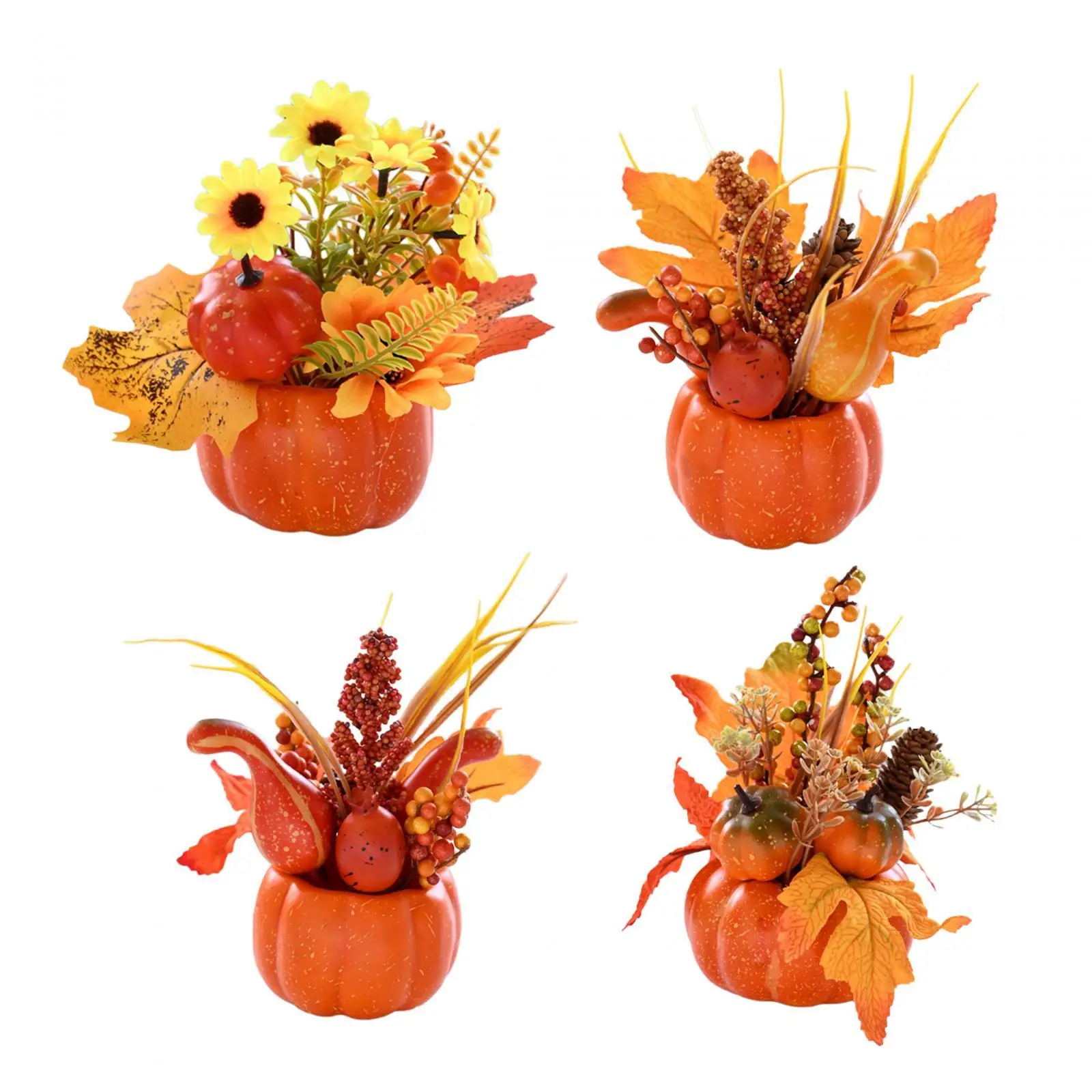 Pumpkin with Flowers Thanksgiving Decoration Party Decor Ornaments Table