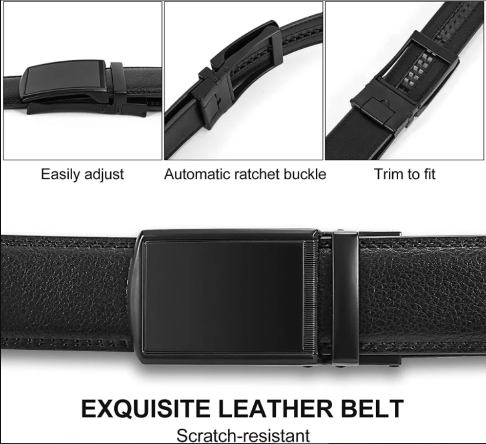 Title 8, Belt men Leather Genuine belt Metal Automatic ...