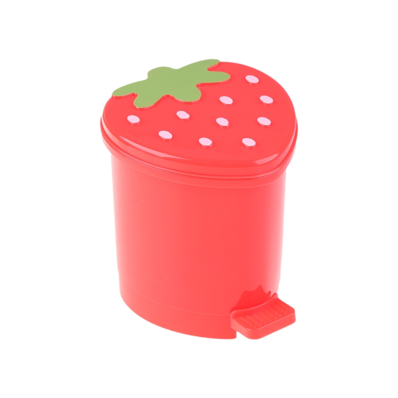 Title 2, Mini Strawberry Trash Can with Lid Cartoon Cute...