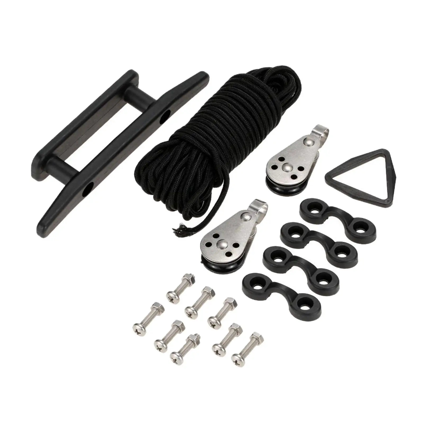 Kayak Canoe Boat Anchor Trolley Kit with Rope, Pulleys, Stainless Steel 316 Hardware Cleats, Pad Eyes, Rings