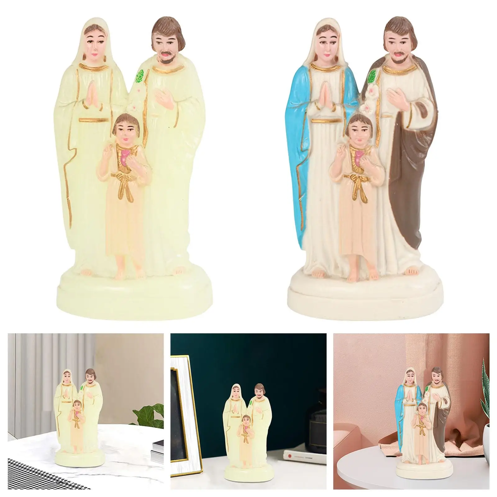 Holy Family Statue Religious Figurine Life of Christ Jesus Mary Joseph Home Decor Gift Ornament for Church Office Desktop
