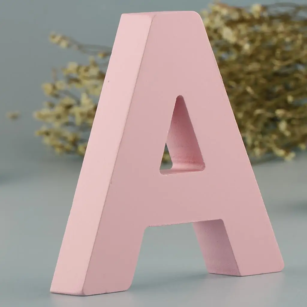 Wooden Pink 26 Alphabet Letters Marquee Letters Wall Door Hanging Sign A-Z for Kids Room Nursery Room Decorations