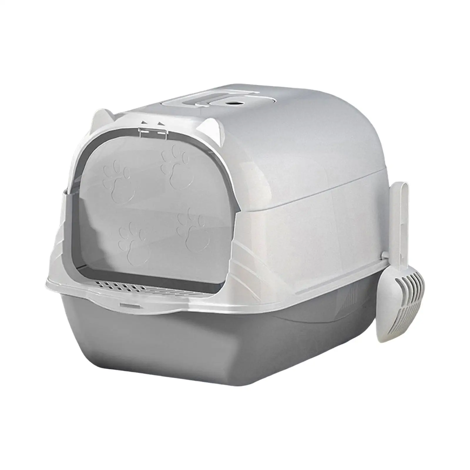 Fully Enclosed Cat Litter Box with Hood and Handle Durable with Flap on Front