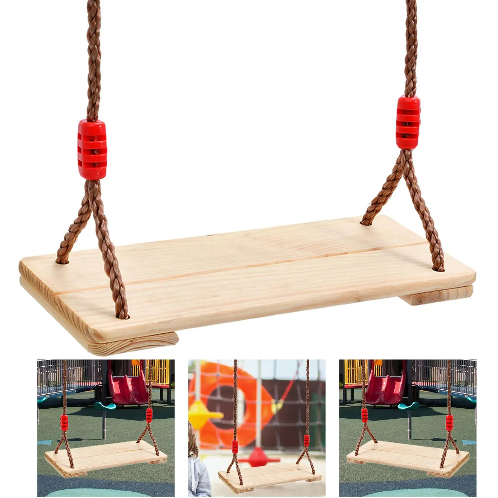 Kids Wooden Swing with Sturdy Rope Garden Swing Seat Chair  Toys Durable Hanging Swing for Outdoor Playground