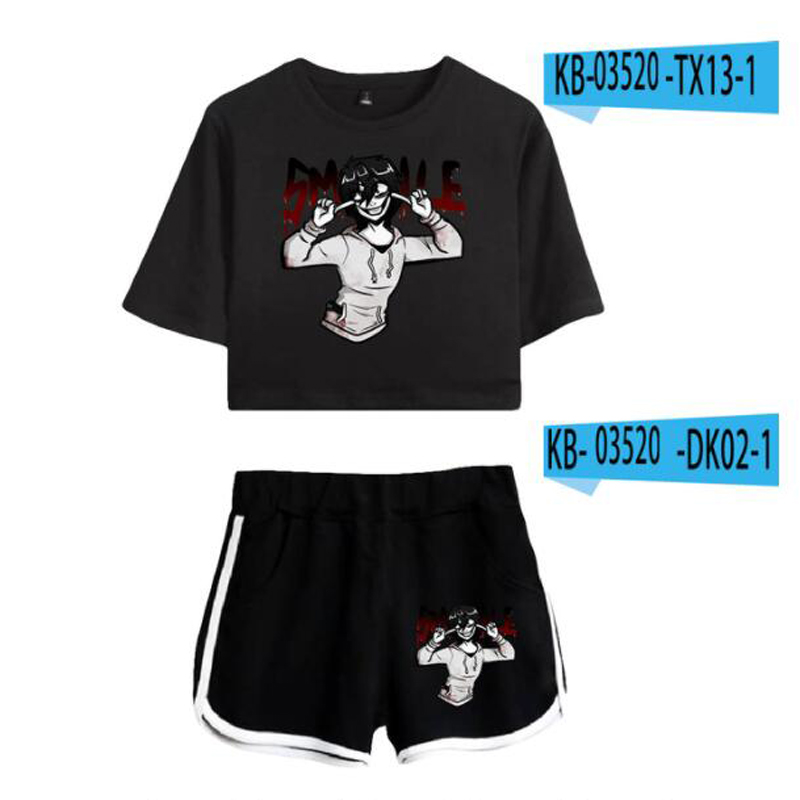 verão terno de pista feminina peça conjunto creepypasta colheita top shorts duas peças outfits casuais senhoras treino sportwear twopiece