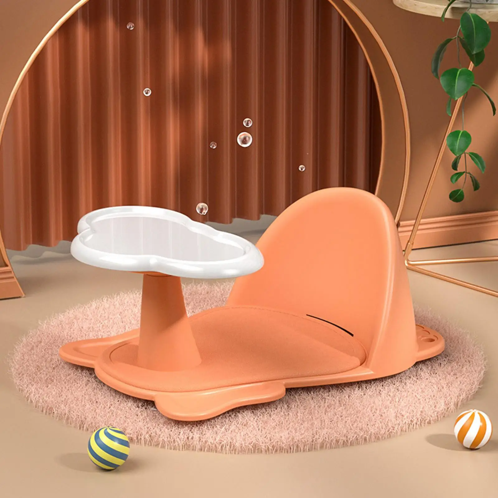 Cute Shape Baby Bathtub Seat Shower Seat Non Slip Steering Wheel Design Bath Tub Seat Bath Seat Support for Newborn 6-18 Months