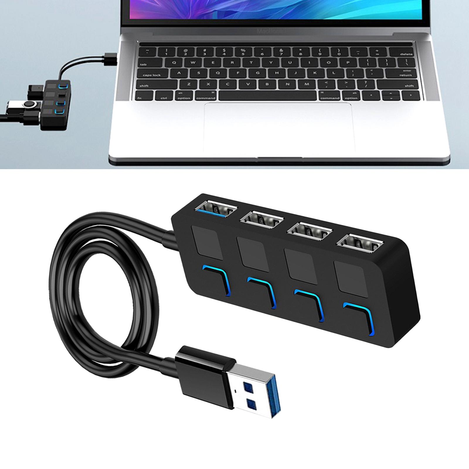 4 Port USB 3.0 Hub, with Extended Cable Compact Data USB Hub for Mobile HDD PC for Surface Pro (Charging Not Supported)