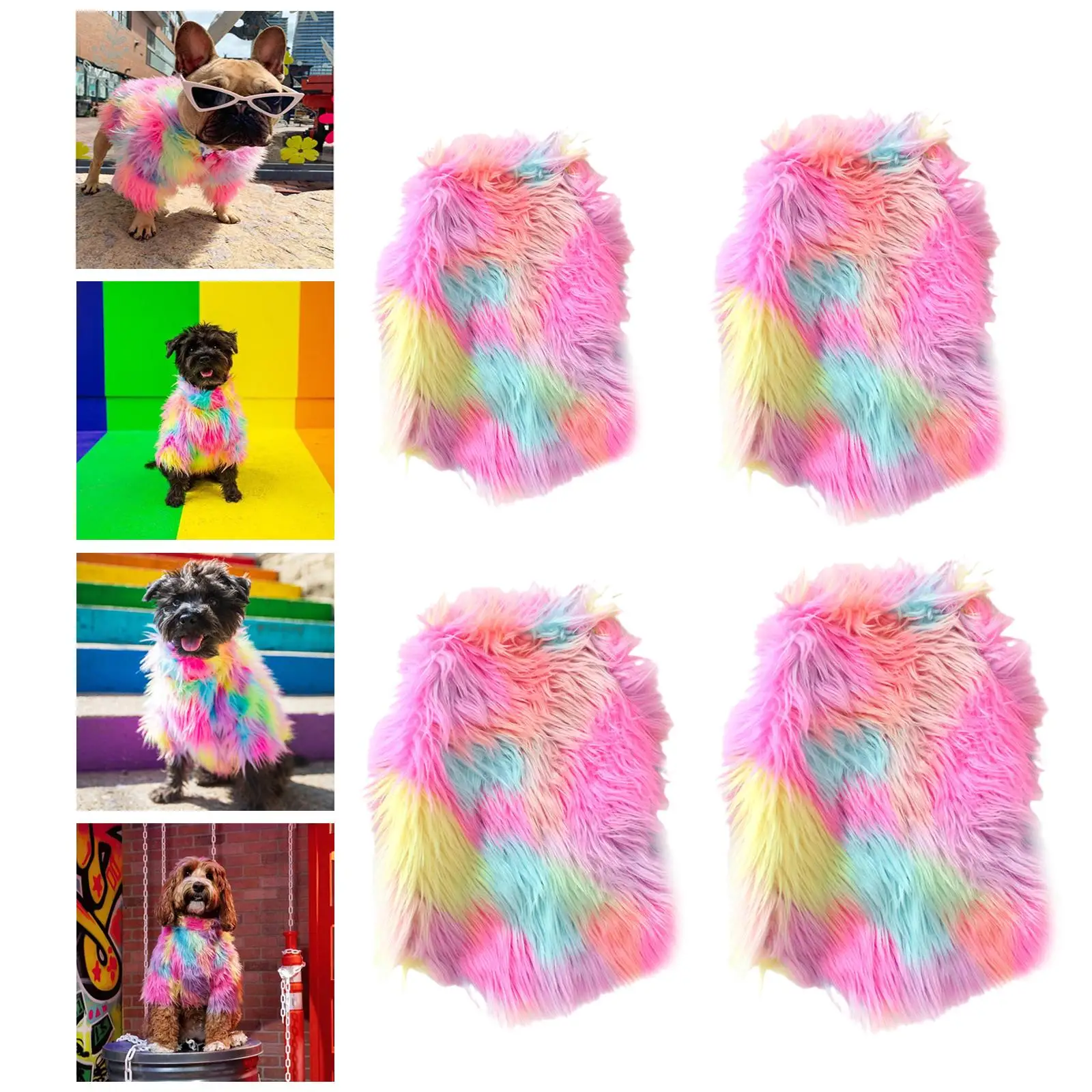 Dog Clothes Rainbow Fur Thickened Small Dog Clothes Dog Coat for Pet for Dog