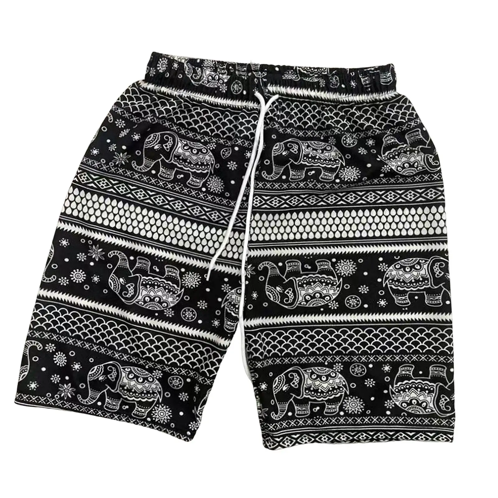 Beach Shorts for Men Women Summer Polyester Lightweight Baggy Briefs Fashion Elephant Printed Short Pants for Party Ladies