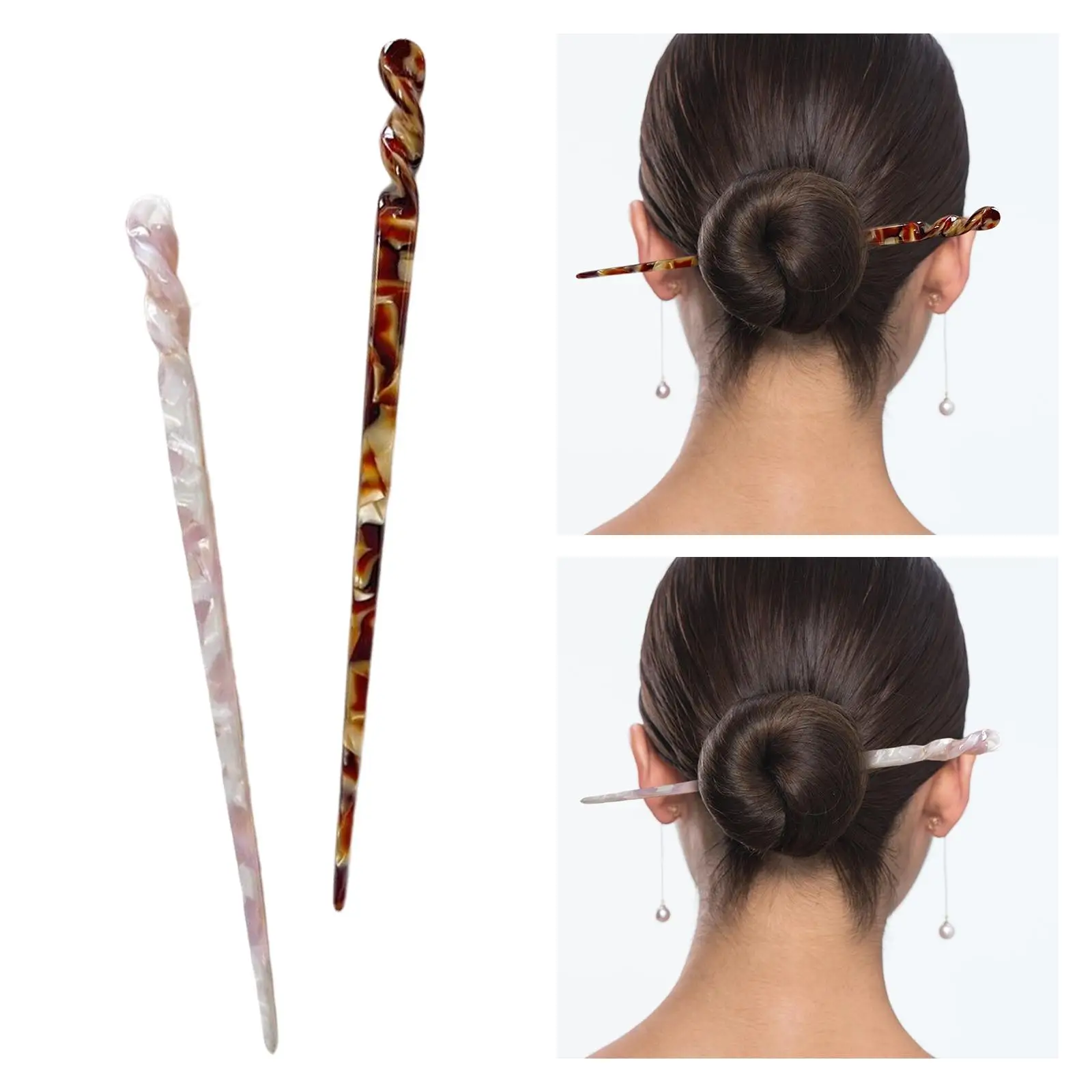 Chinese Style Women Hairpins Acetate Chopstick Traditional Hair Clips Headwear Barrettes Headpiece Bun Pins Hair Styling