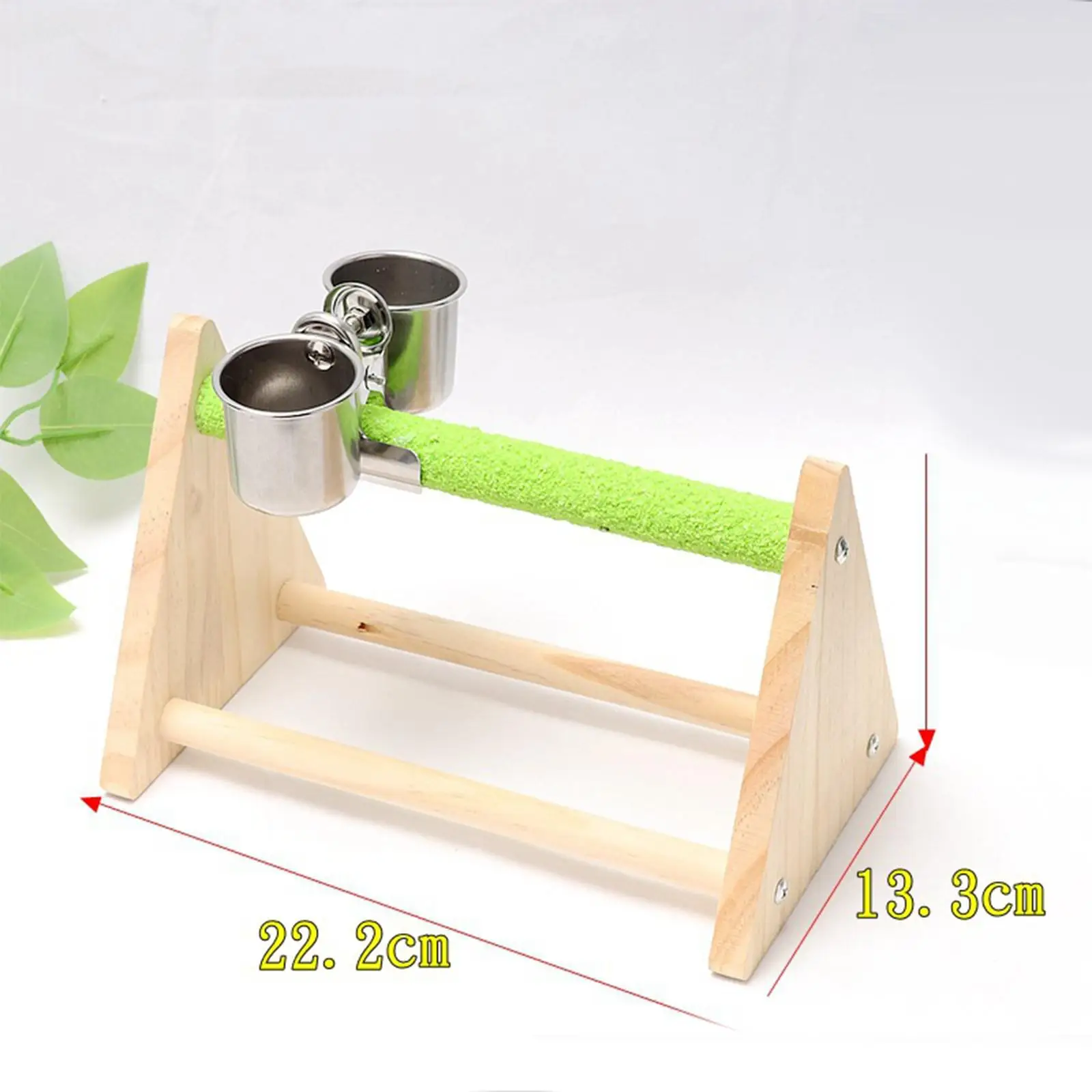 Bird Feeder stands with Feeder Cup Wood Perch Bird Training Parrot Playstand for Cockatoo