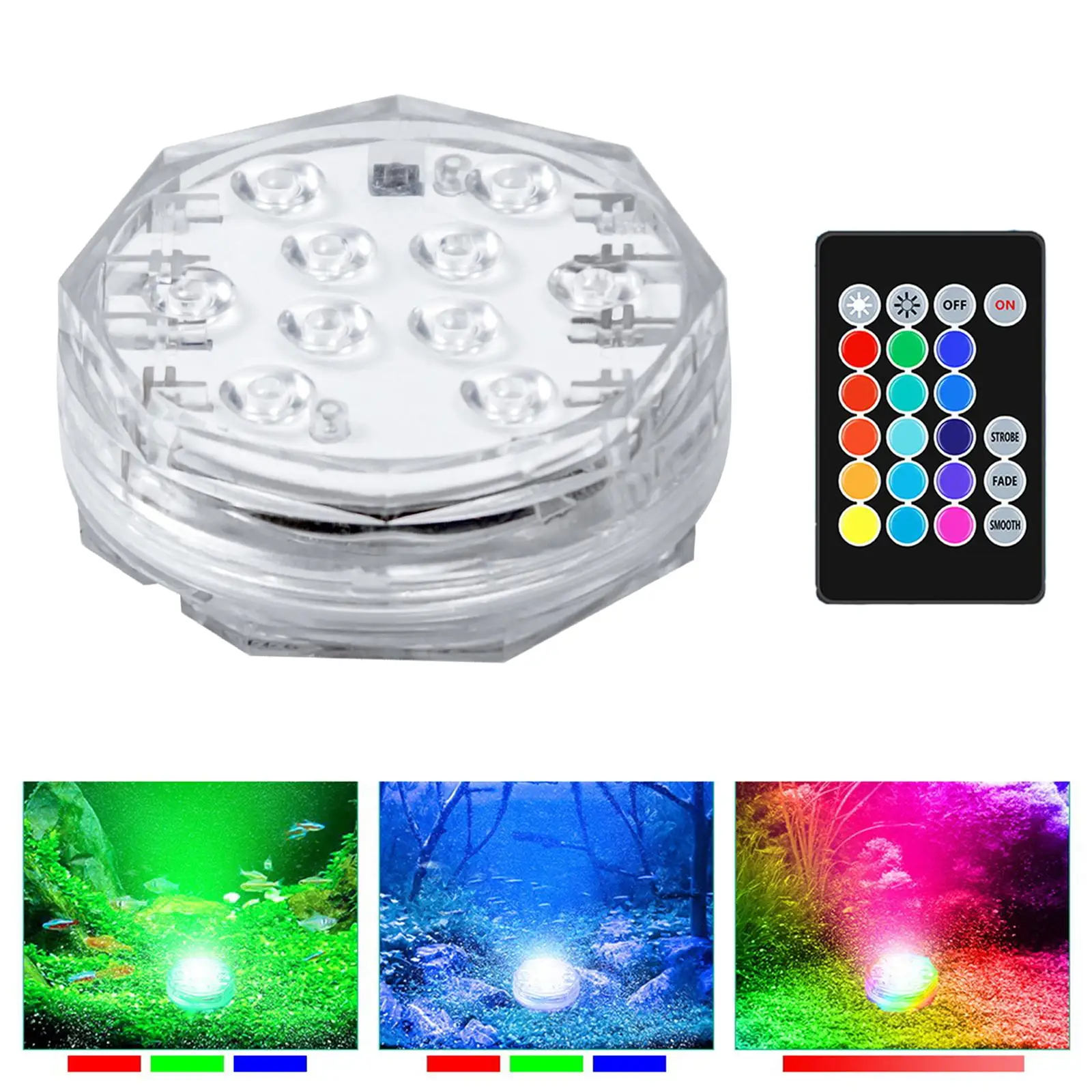 Multicolor Submersible LED Light Battery Operated Pool Light for Swimming Pool Decor