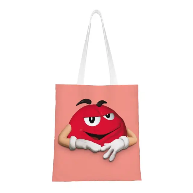 Cute Printed M&M's Chocolate Tote Shopping Bags Recycling Canvas
