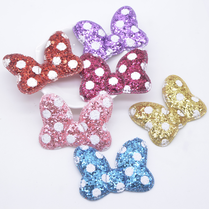 12 Stücke 55*42mm Gepolsterte Glitter Leder Fliege Patches für Kleidung Hut Schuhe Nähen Applikation Kopfbedeckung Haarspangen Dekor Zubehör – Detail 1