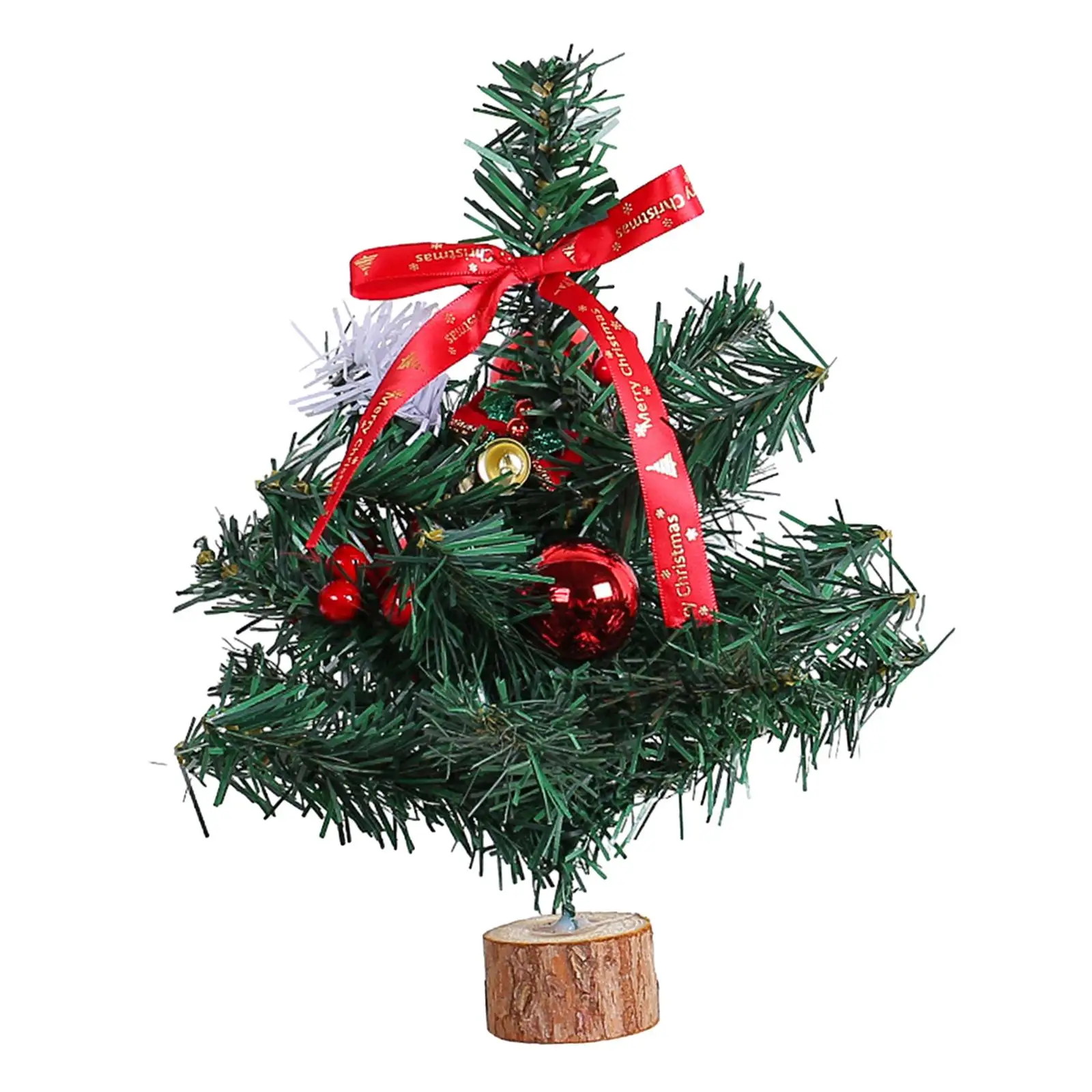 Tabletop Mini Christmas Trees Small with Wooden Base Christmas Ornament Crafts Artificial Xmas Tree for Office Bars Fireplace